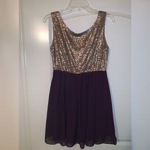 Gold Sparkle and purple dress